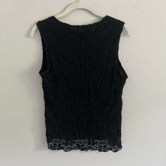 Y2K BLACK ONLY 9 LACE FLORAL OVERLAY‎ TANK TOP - Picture 6 of 7